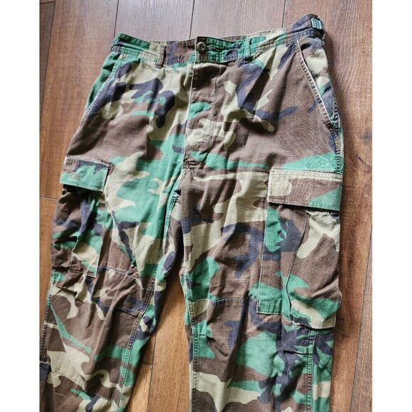 Vintage Army Military Draw String Distressed Worn Camo Cargo Pants Chinos - Picture 3 of 8